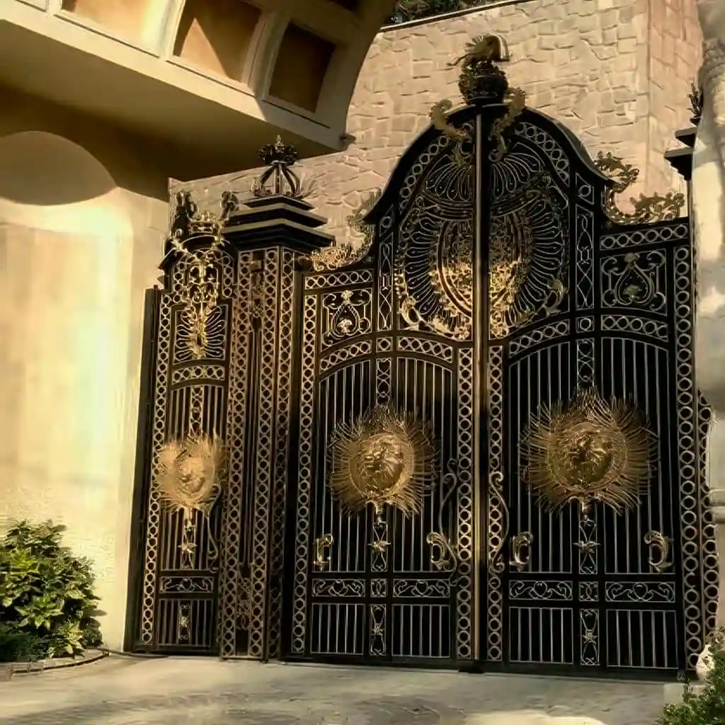 عکس درب باغی لاکچری با رنگ طلایی