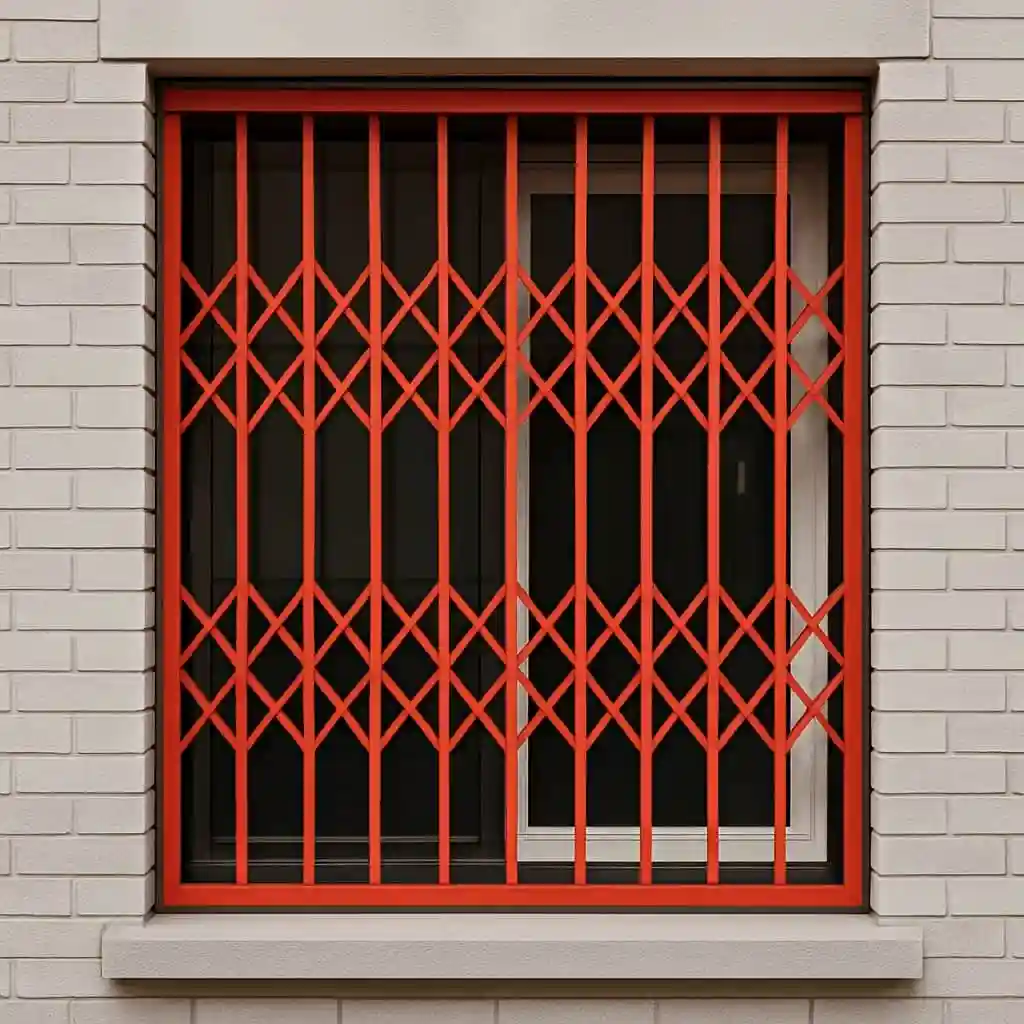 نمای نزدیک حفاظ پنجره کشویی ریلی مشبک مناسب پنجره دوجداره