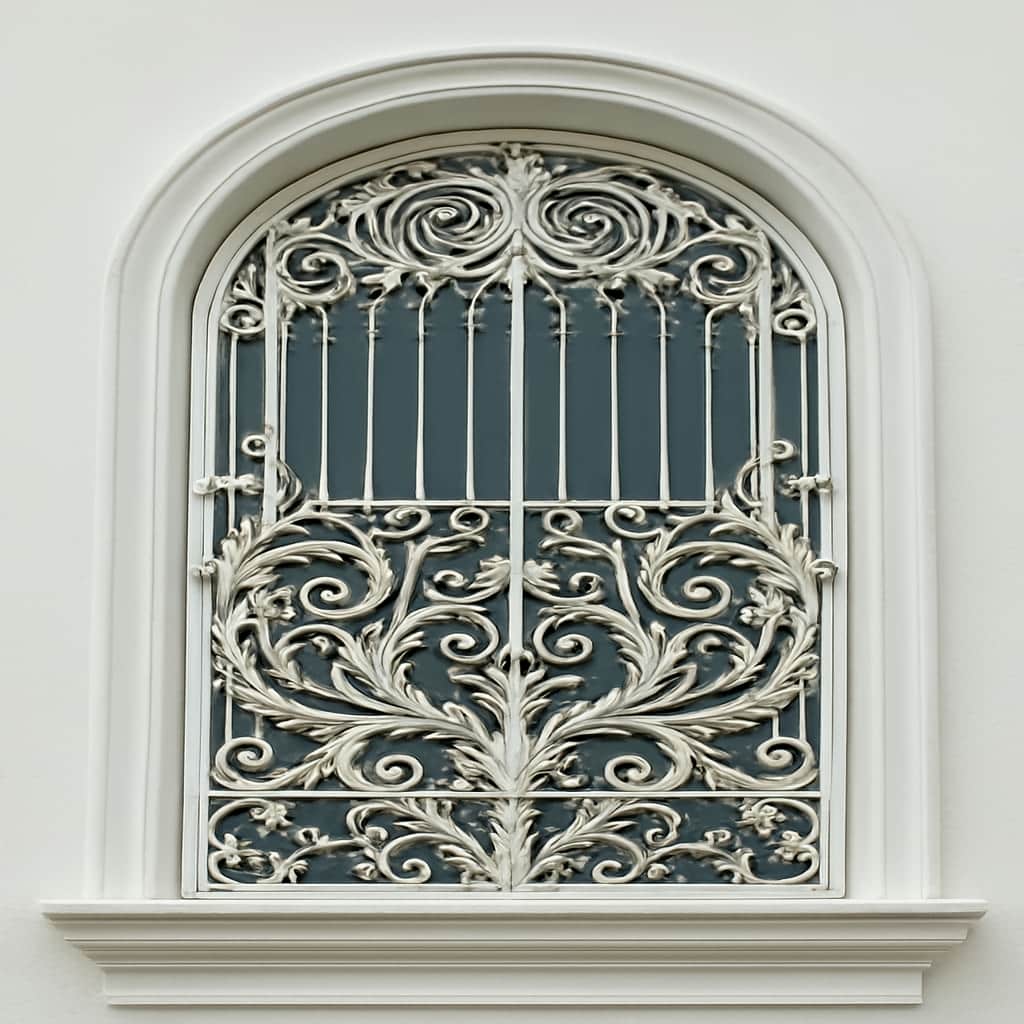 تصویر جزئیات گل و پیچک حفاظ پنجره الیزه سبک باروک و روکوکو