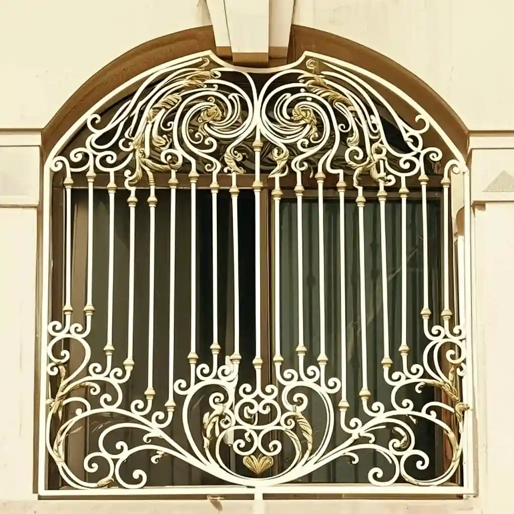 عکس حفاظ پنجره مدل شاهانه آرتمیس روی نمای ویلای طلایی