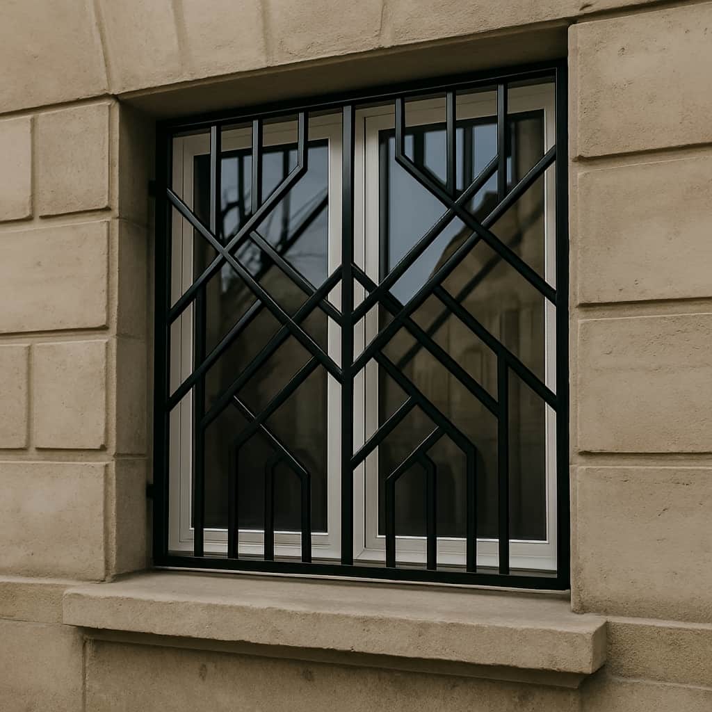 عکس حفاظ لوزی نصب شده روی نمای ساختمانی مدرن