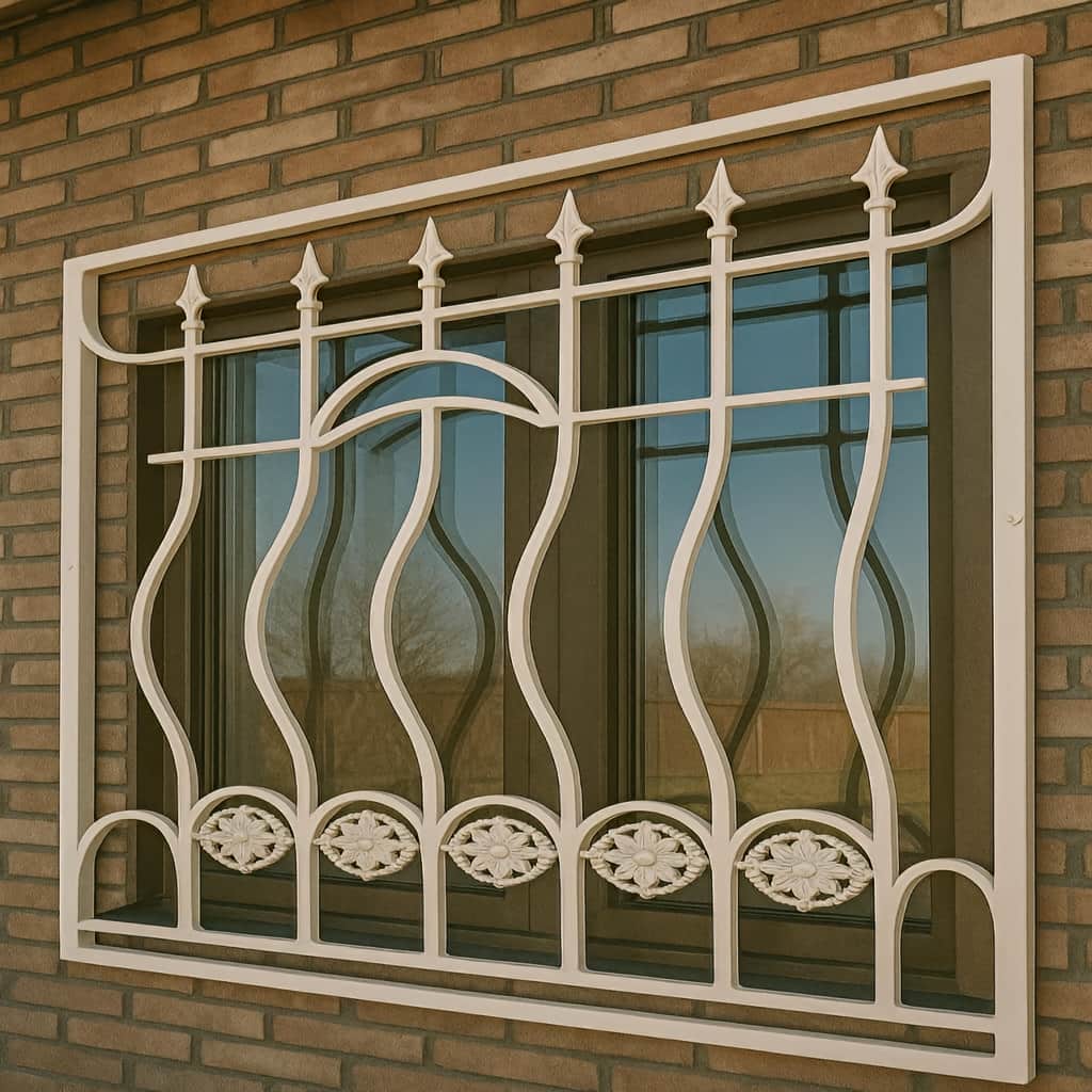 عکس نزدیک سرنیزه و تزئینات برنزی حفاظ مدل موج سرنیزه دار