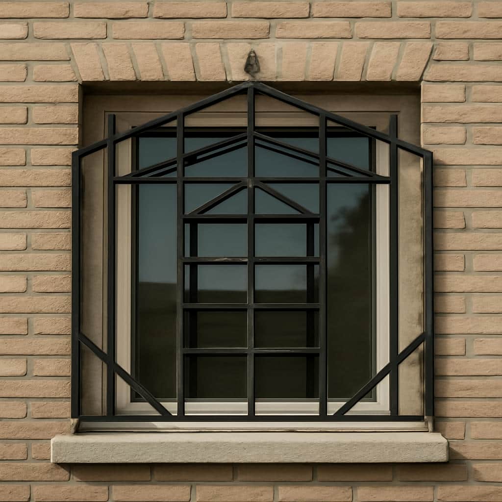 نمای نصب حفاظ نردبانی روی پنجره دوجداره سفید