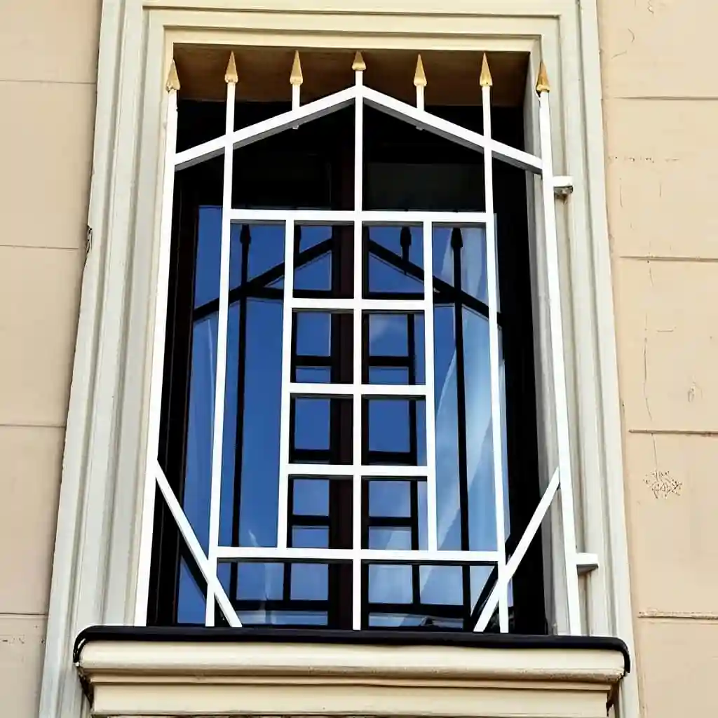 تصویر حفاظ پنجره مدل نردبانی با خطوط افقی منظم