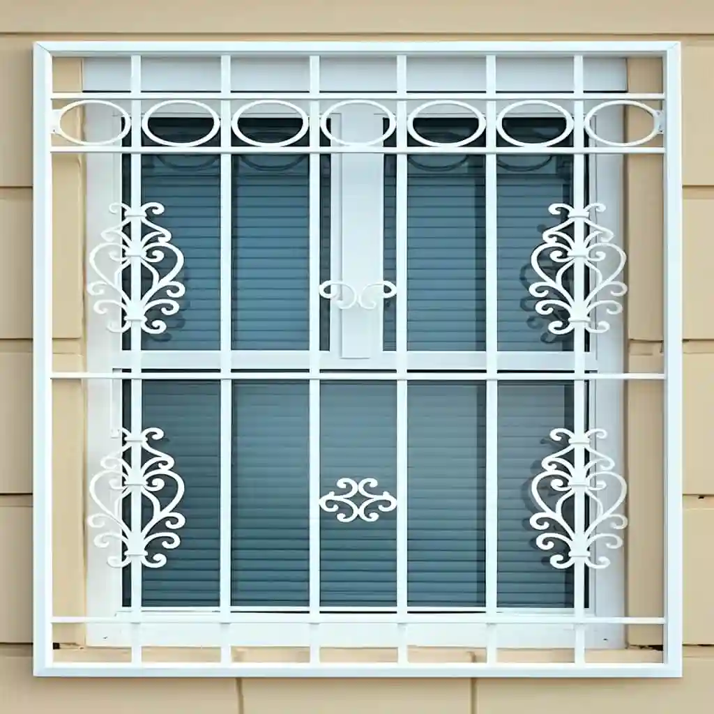 تصویر حفاظ پنجره مدل نقشینه با طرح فرفورژه هنری