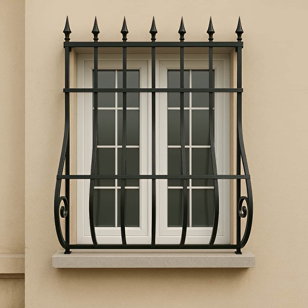 نصب حفاظ پنجره نیزه ای قوس دار روی ساختمان ویلایی