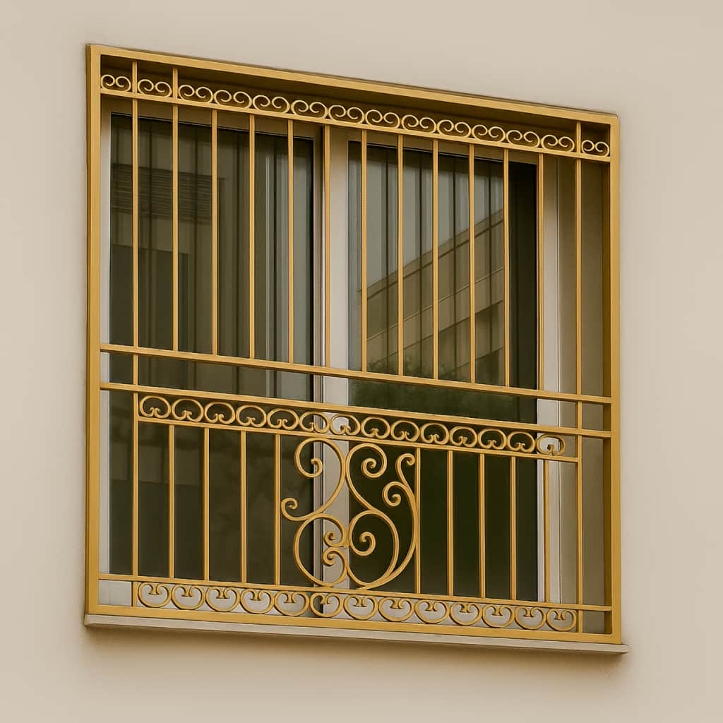 جزئیات تزئینات مارپیچ فرفورژه در حفاظ کلاسیک سلطنتی