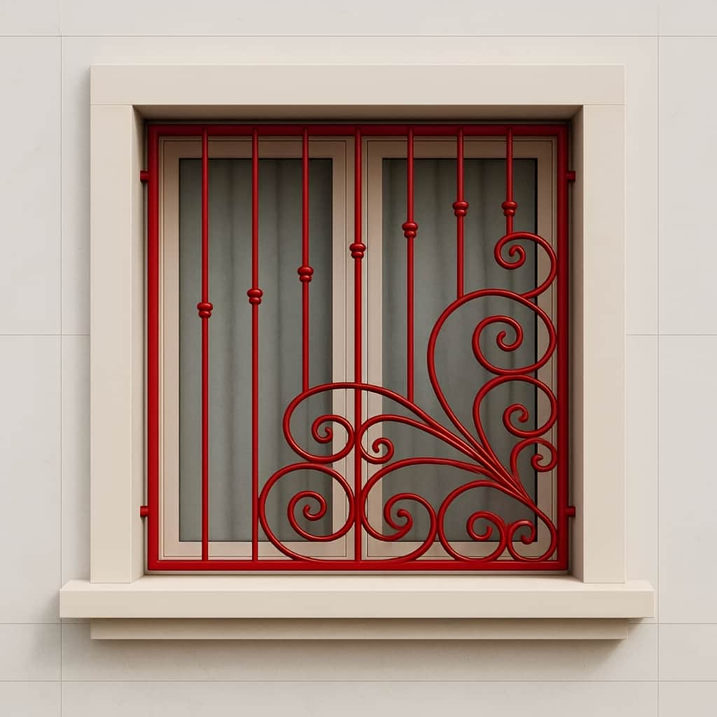 عکس نزدیک از جوشکاری پروفیل حفاظ پنجره گل پیچ