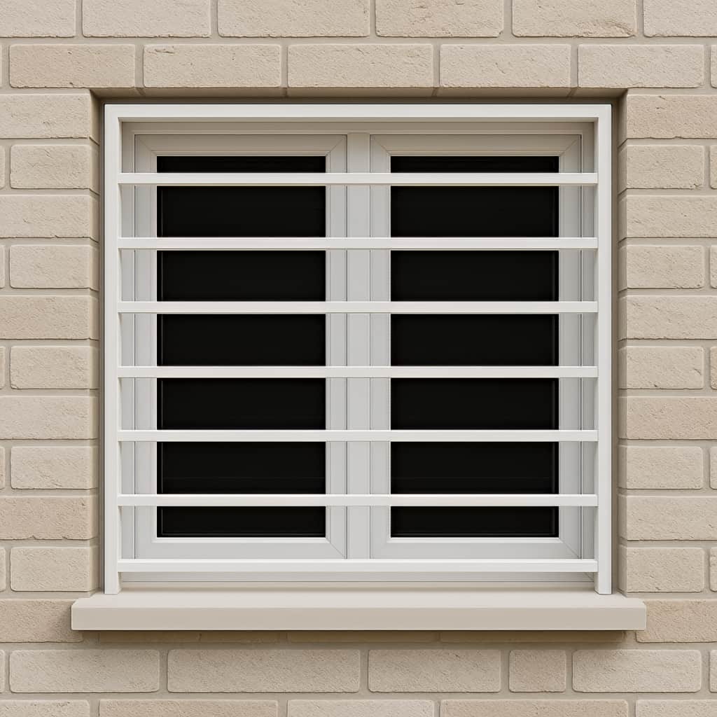 عکس نصب حفاظ پنجره آهنی ساده روی دیوار آجری و سیمانی