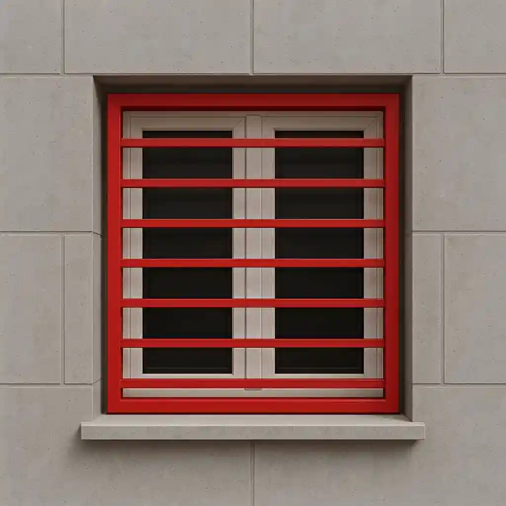 تصویر رنگ&zwnj;آمیزی حفاظ پنجره آهنی ساده با ابعاد سفارشی