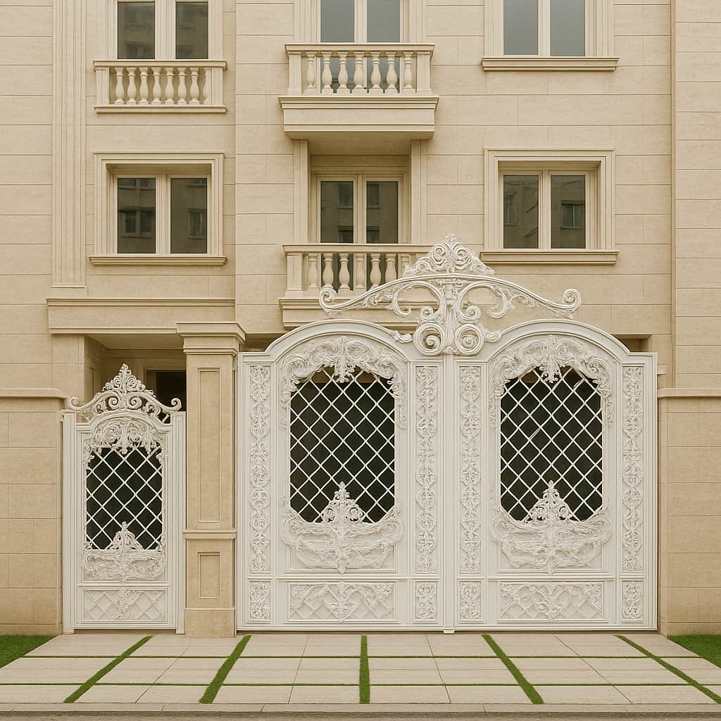 عکس درب توسکا سفید برای ورودی ساختمان