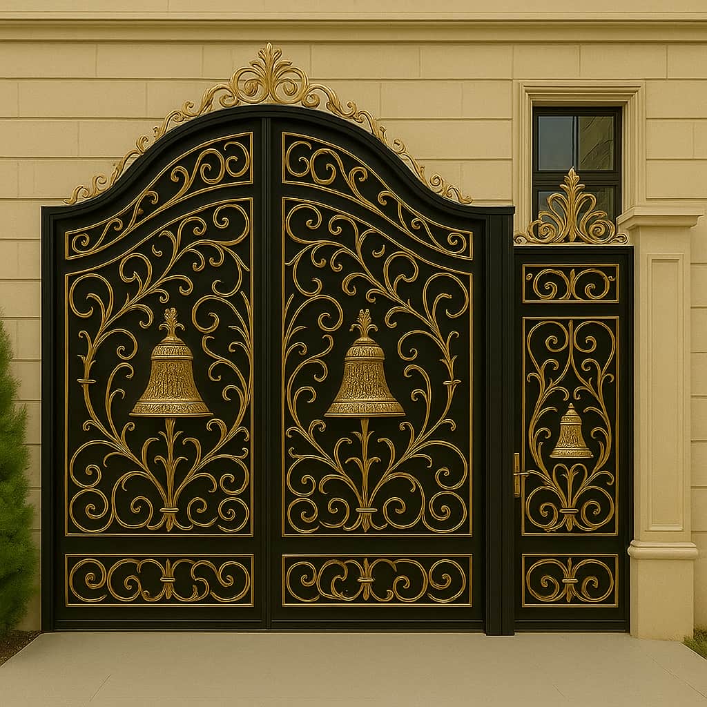 عکس درب فلزی مدل زنگوله با نقش برجسته ایرانی