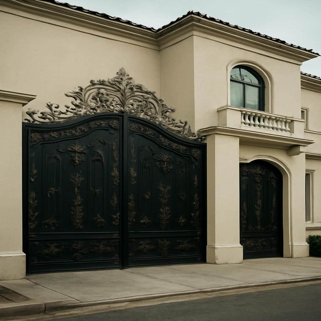 عکس درب فرفورژه مدل غنچه برای ورودی ویلا