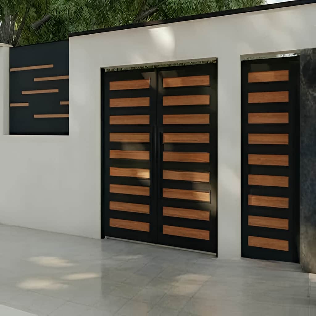 عکس اجرای سفارشی درب مدرن راسا در نمای ویلا