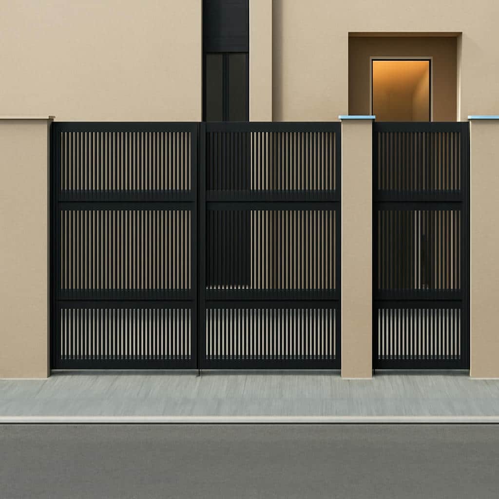 نصب درب لاینورا در نمای ساختمان مدرن