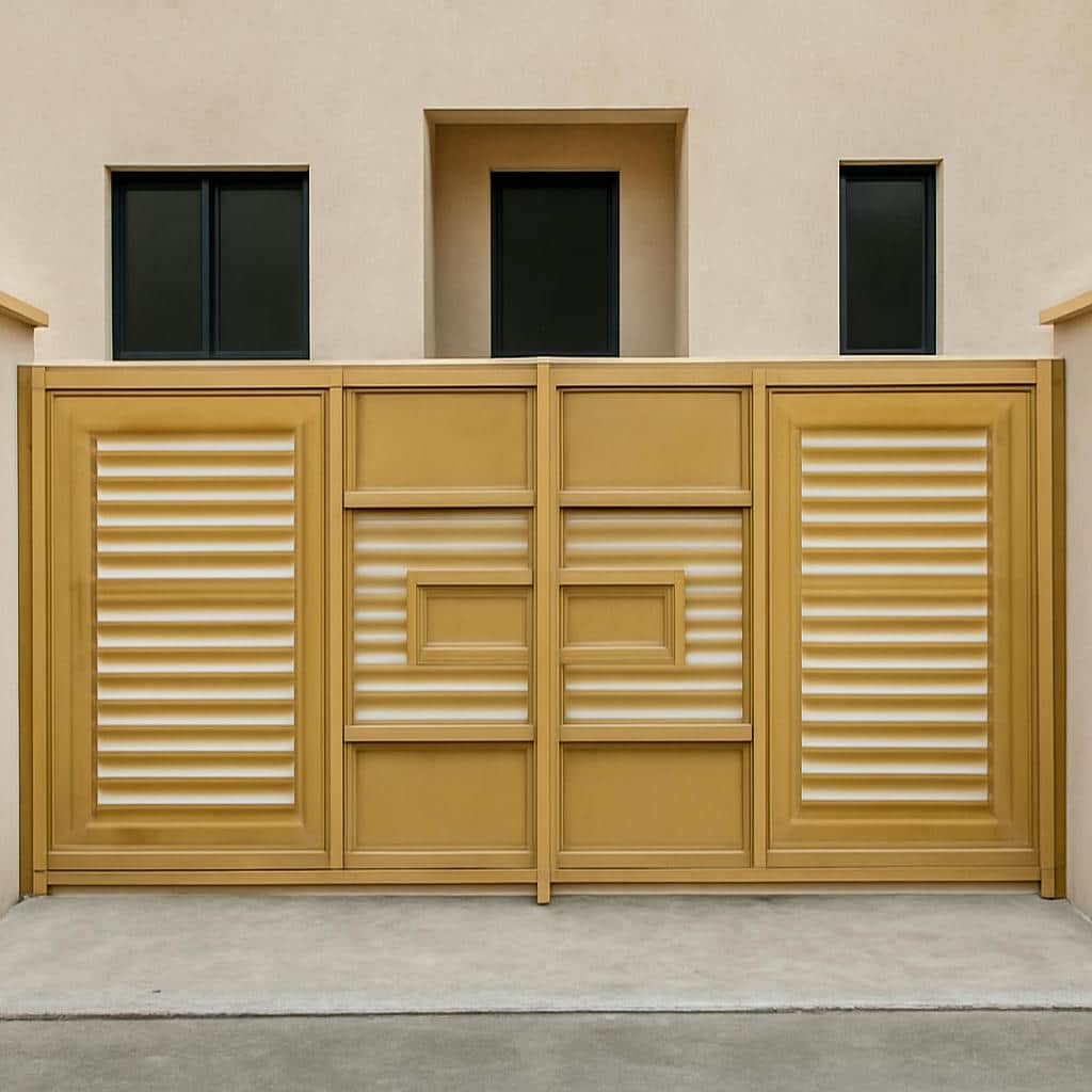 تصویر جزئیات درب فلزی لیلاک با رنگ طلایی سفارشی