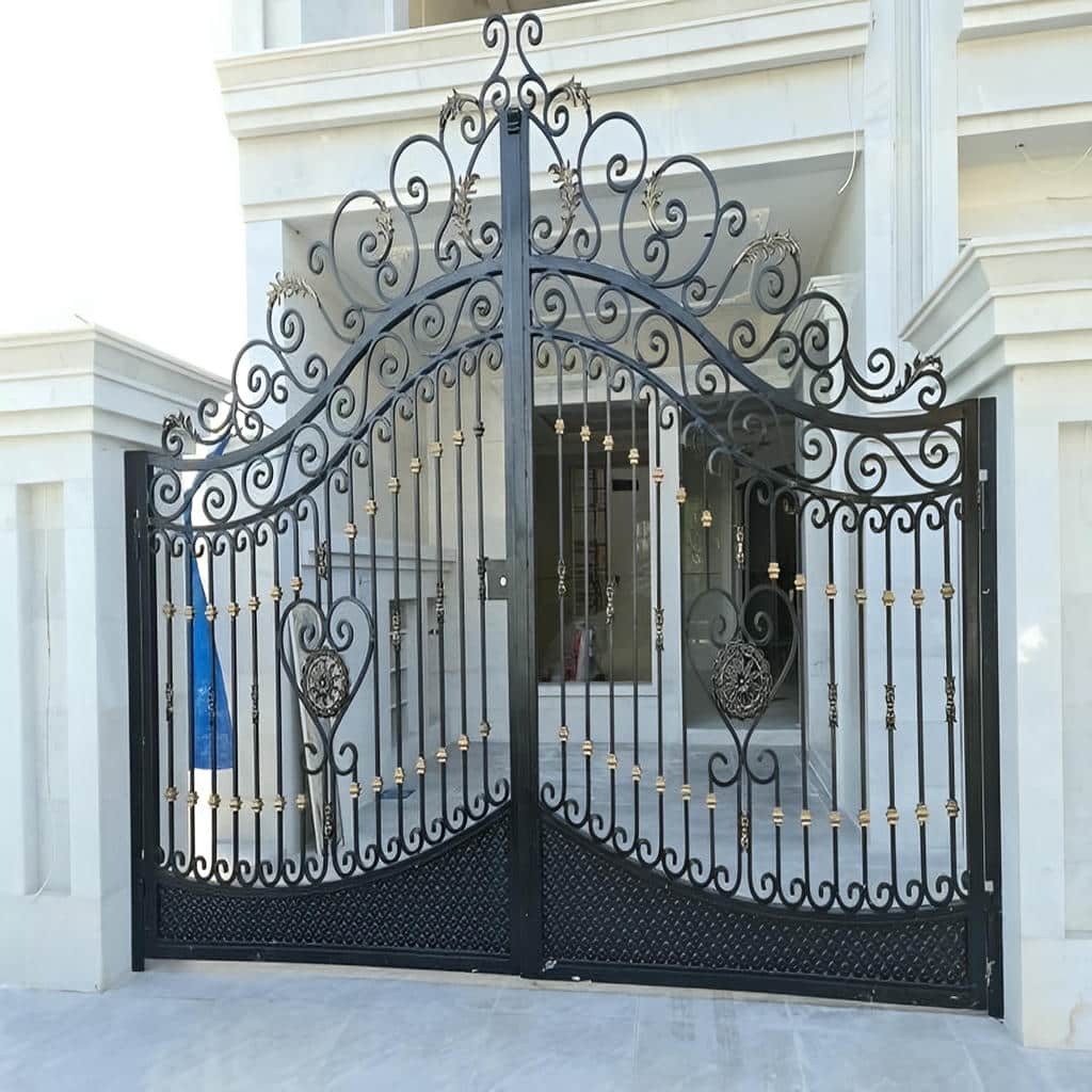 نصب درب ویلایی فرفورژه رنگ کوره ای در سقز