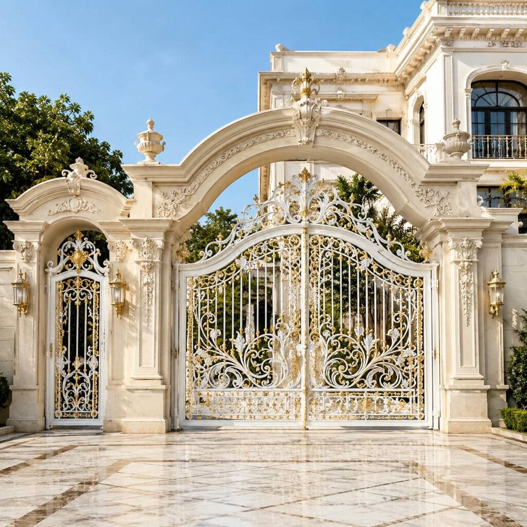 خرید درب ویلایی فلزی ورودی باغ با طرح مدرن خطی