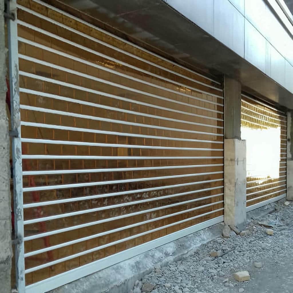 سفارش کرکره برقی مدرن نمای تجاری طرح چوب