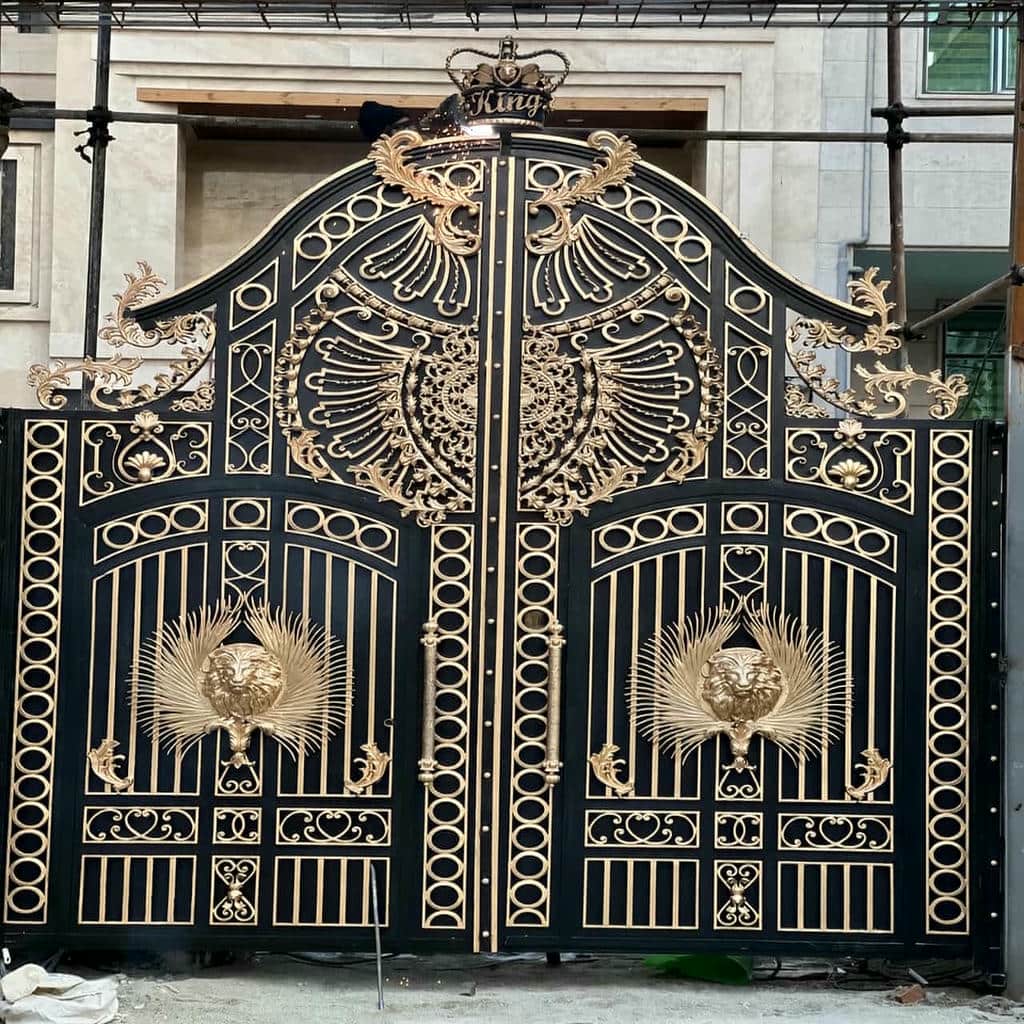 درب پارکینگ آهنی ریلی ترکیبی فلز و چوب