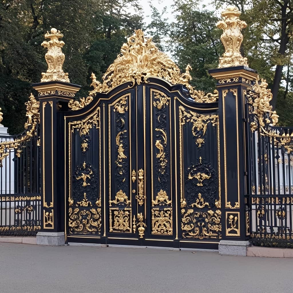 درب پارکینگ ساده پروفیلی شبکه‌ای هماهنگ با نمای ساده