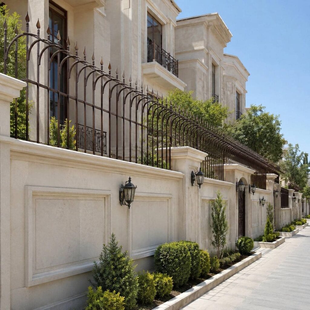 اجرای حفاظ دیوار فلزی ردیفی برای نمای اصلی پروژه