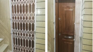 11 مدل درب آکاردئونی چهار گل لوزی