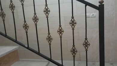 نرده فرفورژه راه پله با طرح فلزی