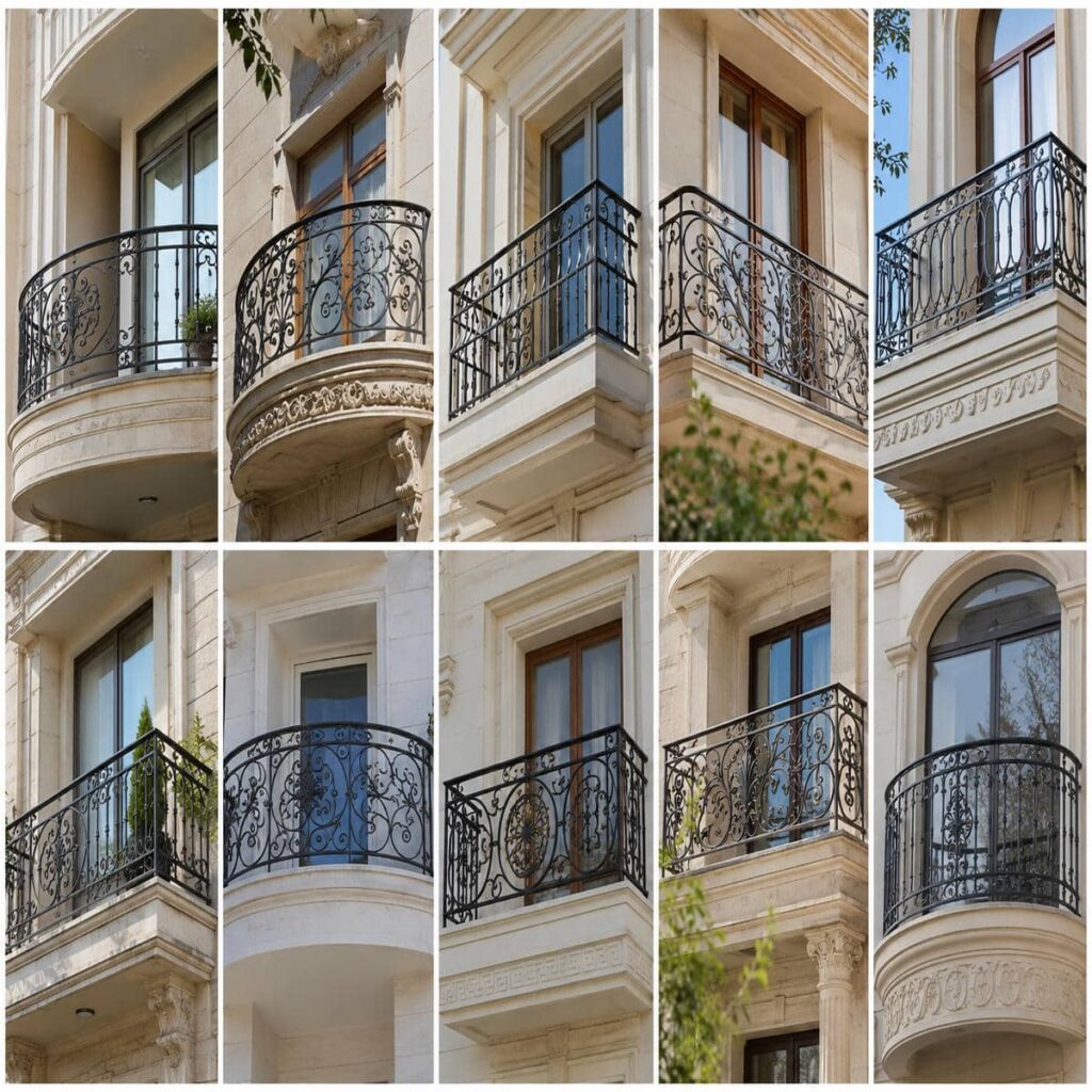 جان پناه آهنی طرح سنتی روی تراس نیم دایره