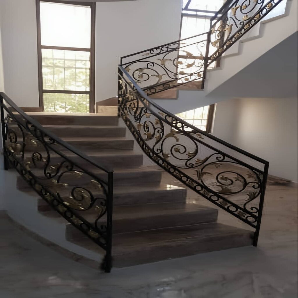 جزئیات اتصال حفاظ پله به کف سنگی ناهمسطح
