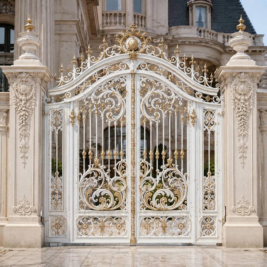 درب حیاط مشکی در مجاورت باغچه سنگی سمنان