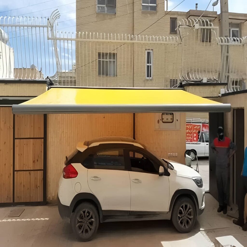 سایبان برقی شامپاینی بالای تراس ویلایی یاسوج