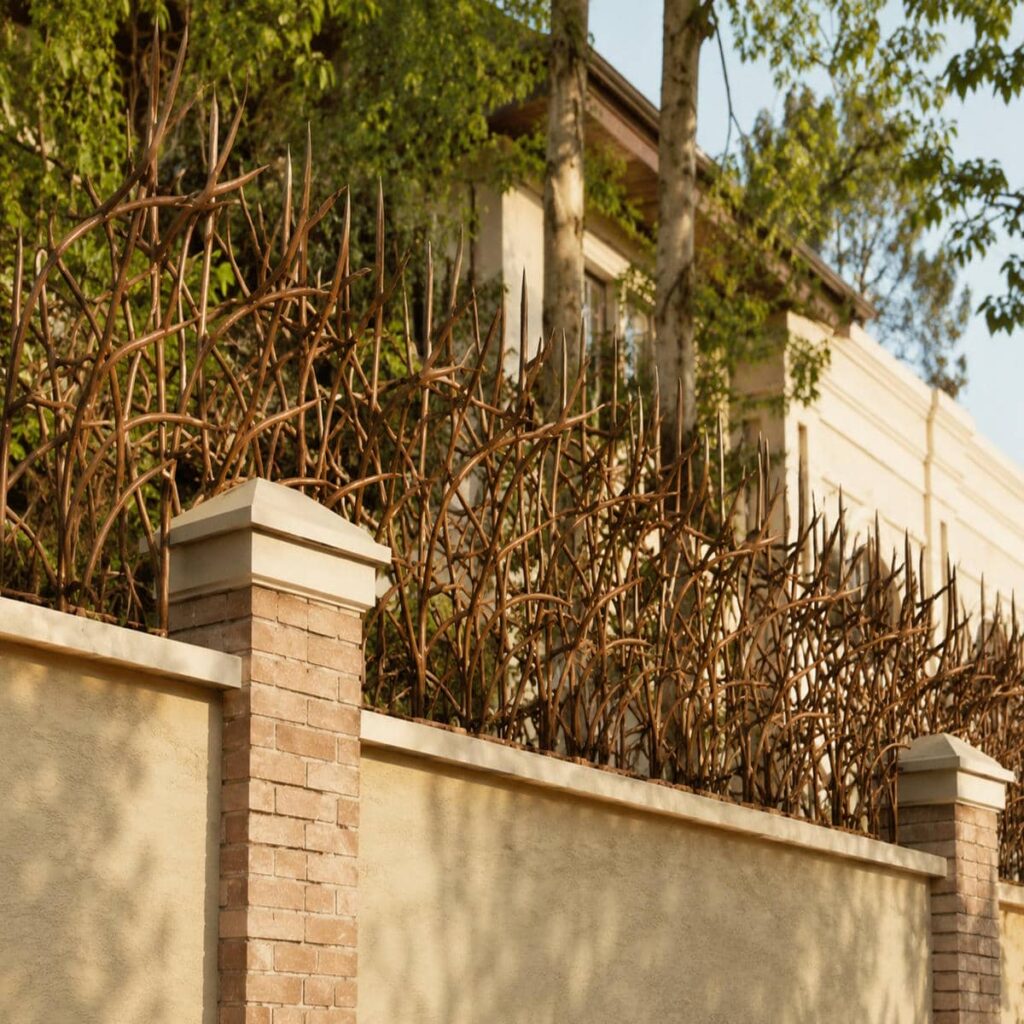 محافظ شاخه‌ای در امتداد حیاط ساختمانی با نمای روشن