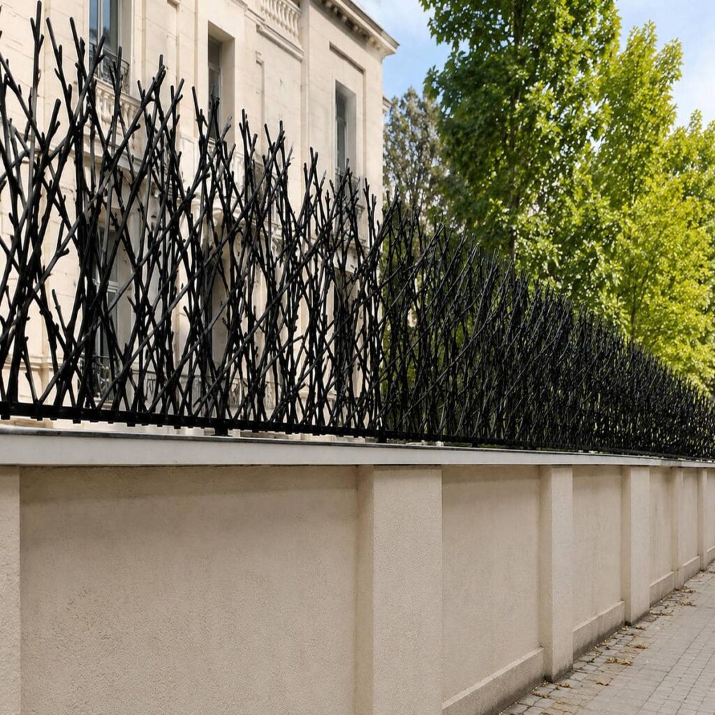 نرده سرنیزه‌ای روی کلاهک سیمانی ورودی مهمانان