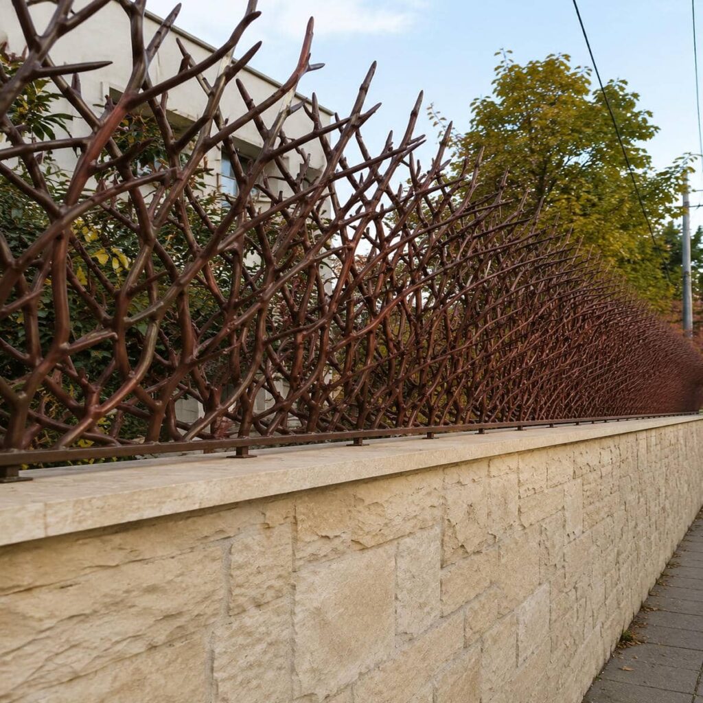 گارد شاخ گوزنی بالای دیوار بلوکی مرطوب