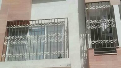 حفاظ پنجره مشکی باغ ویلا کنار درختان استان همدان