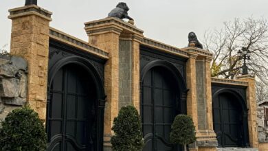 درب حیاط آهنی دو لنگه مقابل خانه در استان تهران