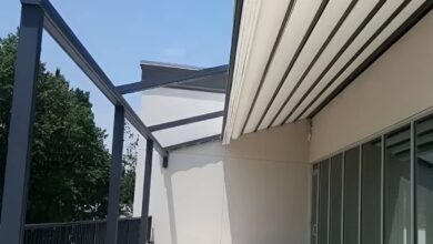 سایبان برقی کرم روی پیشخوان پرده اراک