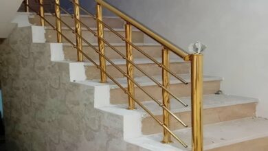 نرده راه پله استیل مات در درمانگاه شیراز